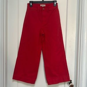 Madewell Emmett Wide-Leg Crop Pants Red